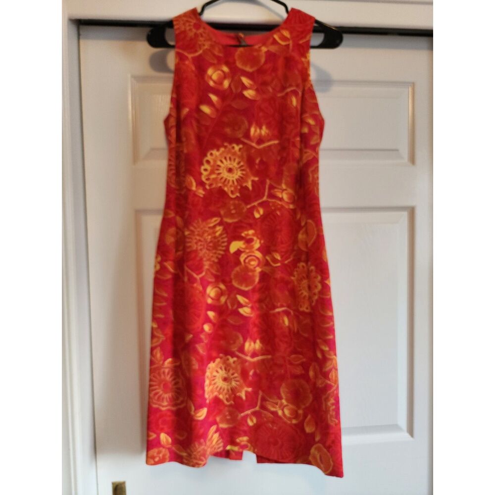 Maggy London- 100% Silk, Red Floral Print Dress - Size 8